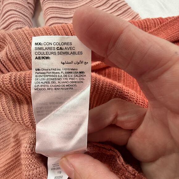 NWT CHICO'S Ombre Gradient Cardigan Sweater Longline Open Front Pink Rust SZ M - Picture 12 of 13